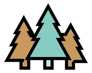 Fir forest icon. Group of evergreen conifer trees