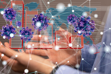 virus Connecting lines and dots.Big data visualization