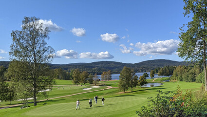 Fototapeta na wymiar Golf course landscape . Oslo.