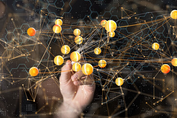 Abstract network of physical devices on the Internet using a network connection with statistics...