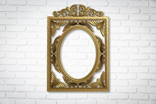 Colored wooden frame on wall background