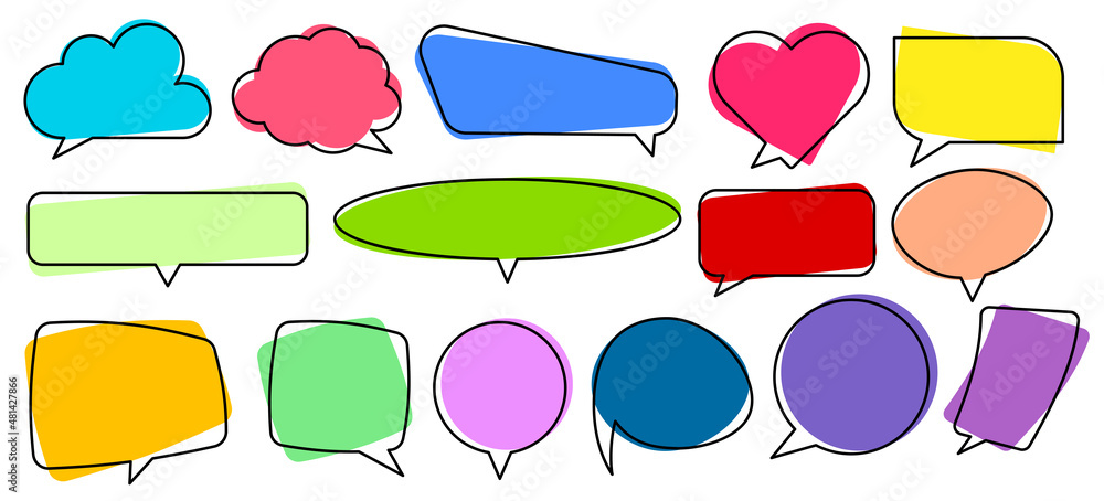 Aufkleber set of empty speech bubbles of different shapes.