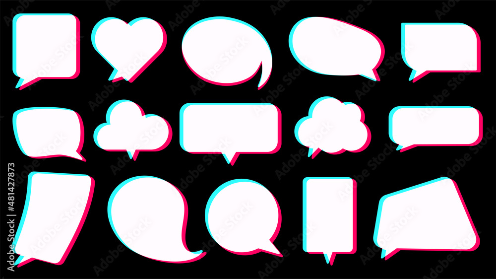 Aufkleber set of white empty web or social media speech bubbles of different shapes.