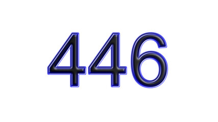 blue 446 number 3d effect white background