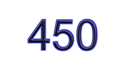 blue 450 number 3d effect white background