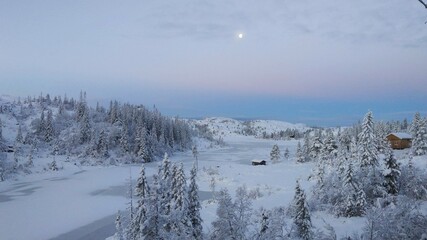 Winter panorama from a cabin  in Norway