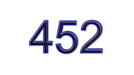 blue 452 number 3d effect white background