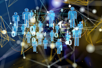 Abstract technology group and data 3d