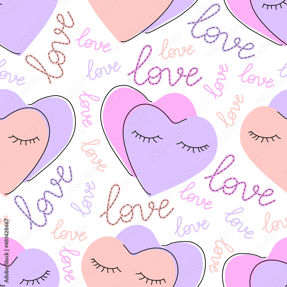 Poster seamless pattern with hearts and love on transparent background vector background for wrapping paper