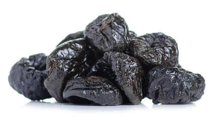 prunes dried fruit on white background isolation