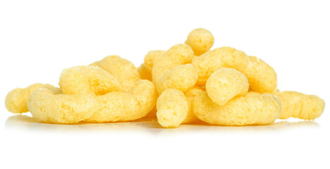Pile of corn sticks on white background isolation