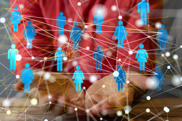 Abstract network of physical devices on the Internet using a network connection with statistics...