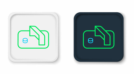 Line Ice hockey goal with net for goalkeeper icon isolated on white background. Colorful outline concept. Vector