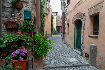 Street of little town Anguillara Sabazia on Lake of Bracciano, Lazio, Italy