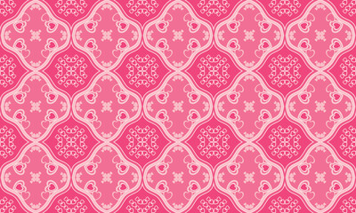 Love heart ethnic seamless pattern. Traditional design for background, wallpaper, clothing, wrapping, carpet, tile, fabric, decoration, vector illustration, embroidery style.  Textile ornament.