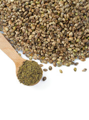 hemp seed protein isolated on white background