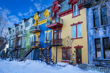 Naklejka premium Typical Montreal house in the Plateau Mont Royal district 