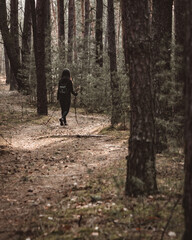 Hiking in the forest.