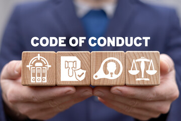 Code of conduct business concept. Ethics and respect in working collective. Code of conduct.
