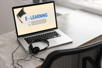 E-learning and Online Education for Student and University Concept. Video conference call technology to carry out digital training course for student to do remote learning from anywhere.