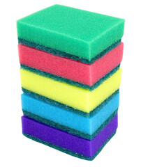 multicolored sponges for washing dishes close-up