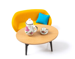modern toy furniture isolated on white background