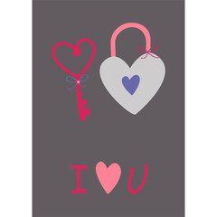 A key, a lock and a declaration of love. Vector image in boho style. valentine's day. A greeting card with a declaration of love.