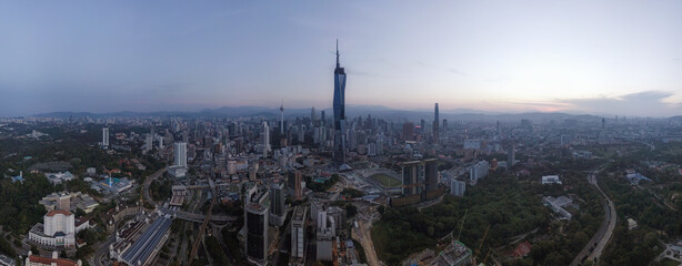 Naklejka premium Panoramic view of Kuala Lumpur cityscape in the morning