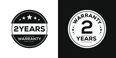 2 years warranty seal stamp, vector label.