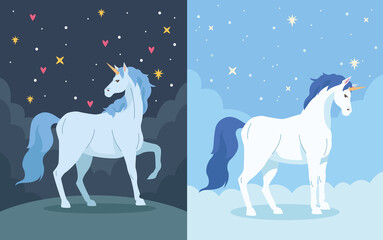 Obraz na płótnie Canvas two unicorns fairy animals
