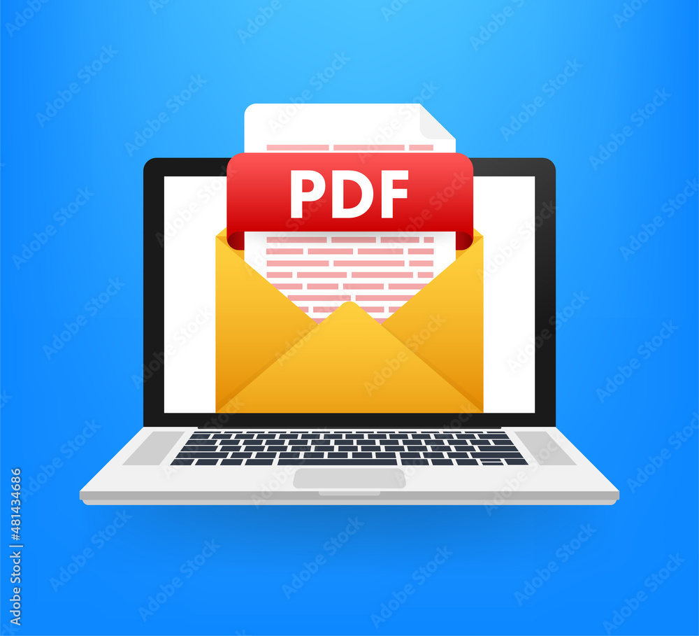 Aufkleber download pdf button. downloading document concept. file with pdf label and down arrow sign. vector i
