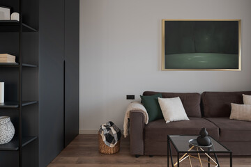 Simple and stylish living room with art