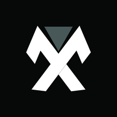 man sign, X sign on black background 