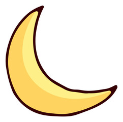Crescent icon. Cute moon symbol. Night light sign