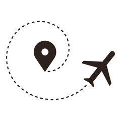 Plane and track icon on a white background
