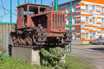 Tractor DT-54A of the Volgograd Tractor Plant on Nekrasov street in the city of Velsk, Arkhangelsk region