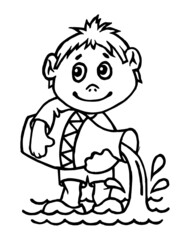 Zodiac signs. Cartoon outline style Hand drawn horoscope Isolated simple vector symbols Coloring page or book Aquarius