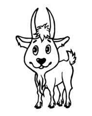 Zodiac signs. Cartoon outline style Hand drawn horoscope Isolated simple vector symbols Coloring page or book Capricorn