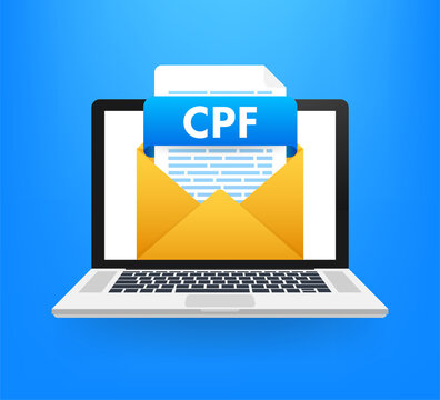 CPF file download flat icon. Vector flat illustration. Outline icon design. Isolated vector design.