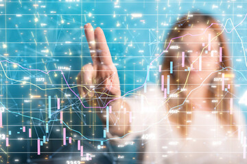 Naklejka na ściany i meble stock market graph business digital