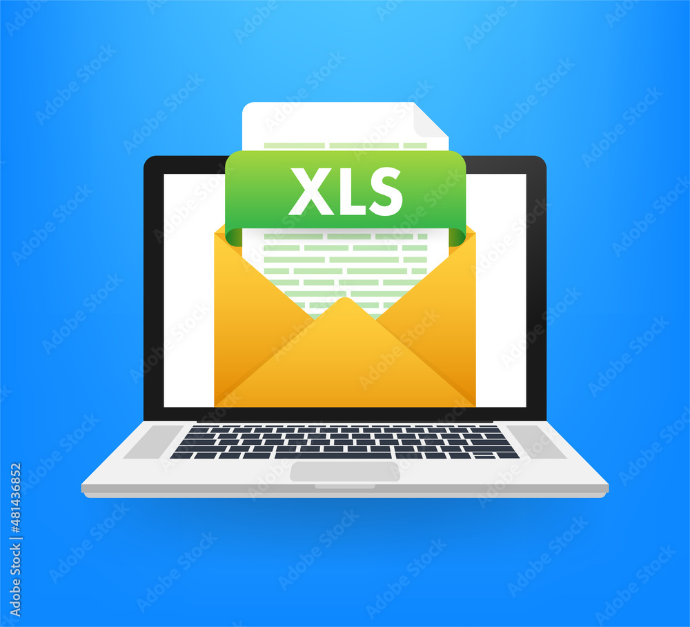 Poster download xls button. downloading document concept. file with xls label and down arrow sign. vector i
