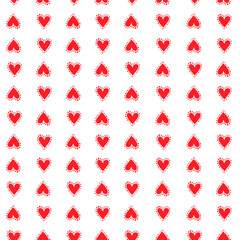 Seamless patterns of red hearts
