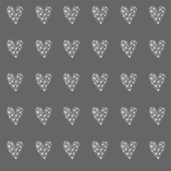 Seamless patterns with illustrations of white hearts