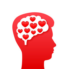 Heart head, great design for any purposes. 3d vector illustration. Mental health concept. Health care concept.