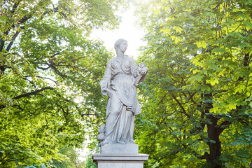 Sandstone statues in the Saxon Garden, Warsaw, Poland. Made before 1745 by anonymous Warsaw...