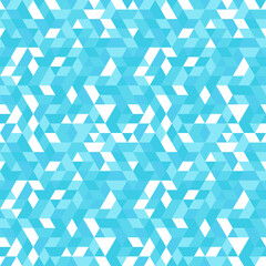 Geometric vector pattern with blue and white triangles and arrows. Geometric modern ornament. Seamless abstract background