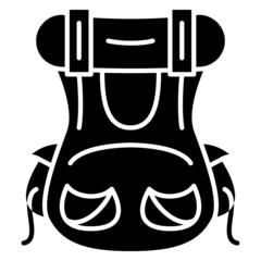 Backpack, hiking bag. Twisted tent, side pockets. Backpack of a tourist, traveler, sportsman. Vector icon, glyph, silhouette, isolated