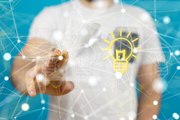 Neural network 3D illustration. Big data and cybersecurity