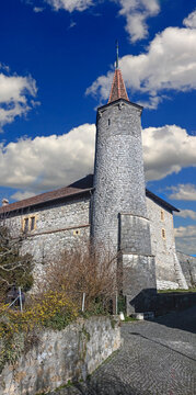 Castle in Boudry, Switzerland. Constructed from XII till XIX centuries	