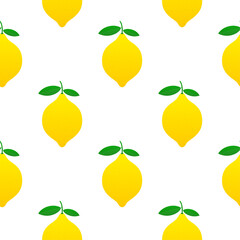Lemon pattern. Yellow lemon vector illustration isolated on white background.
